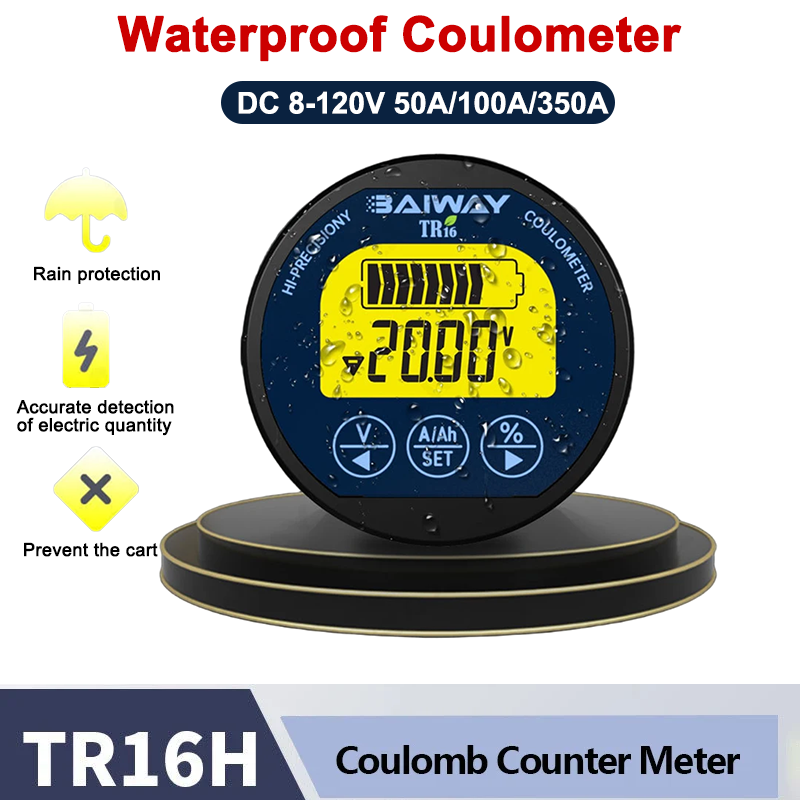 Battery Monitor Coulometer - Цифровой измеритель емкости аккумуляторов TR16H, водонепроницаемый,
